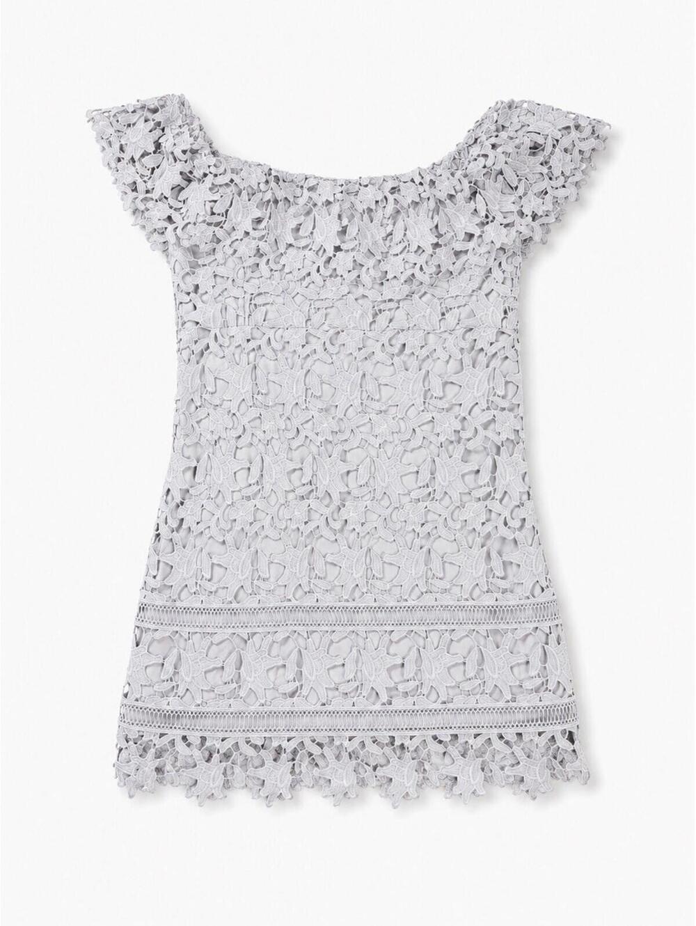 ASTR The Label Womenβs Large Gray Lavender Floral Lace Crochet Crocktailβ